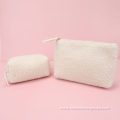 Wholesale Sherpa Girl Rose Gold Cosmetic Toiletry Bag Makeup Brushes Bag